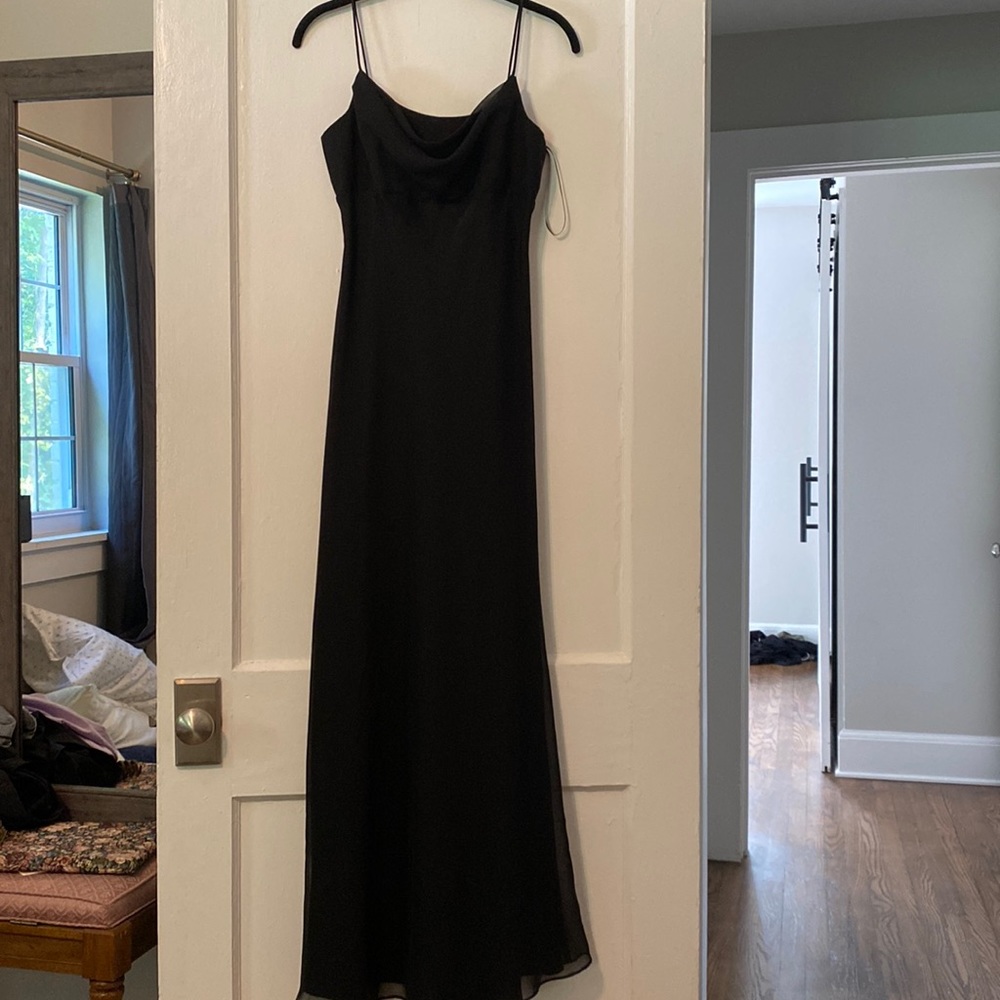 vintage 90s black cowl maxi dress